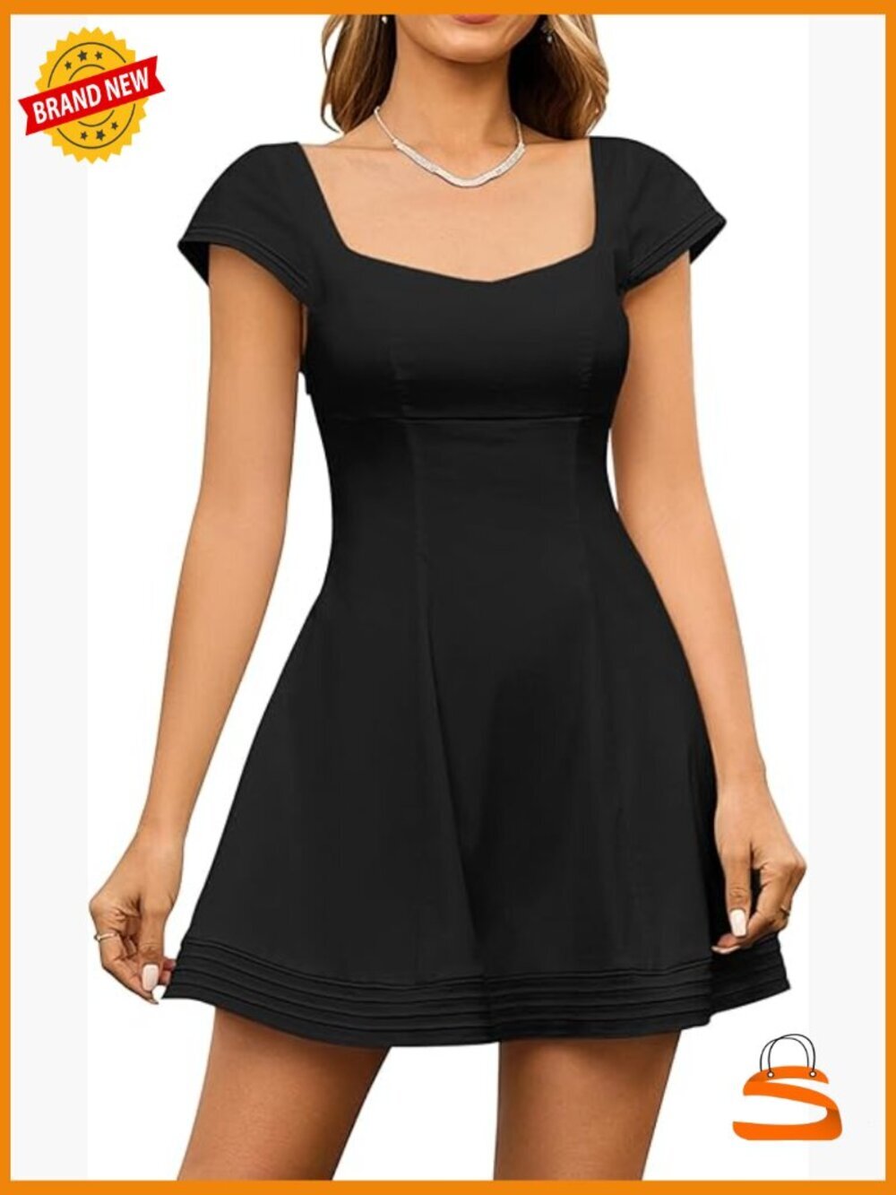 Sweetheart Neckline Cap Sleeve A-Line Mini Dress Flowy Graduation Party Dress